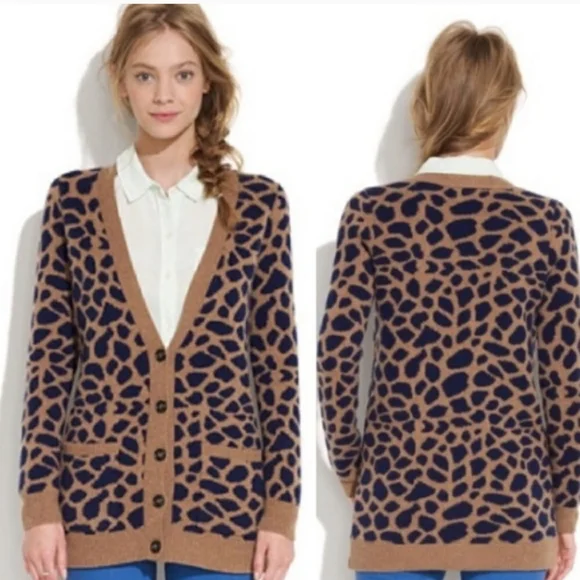 WALLACE animal print cardigan v-neck long sweater - Picture 9 of 9